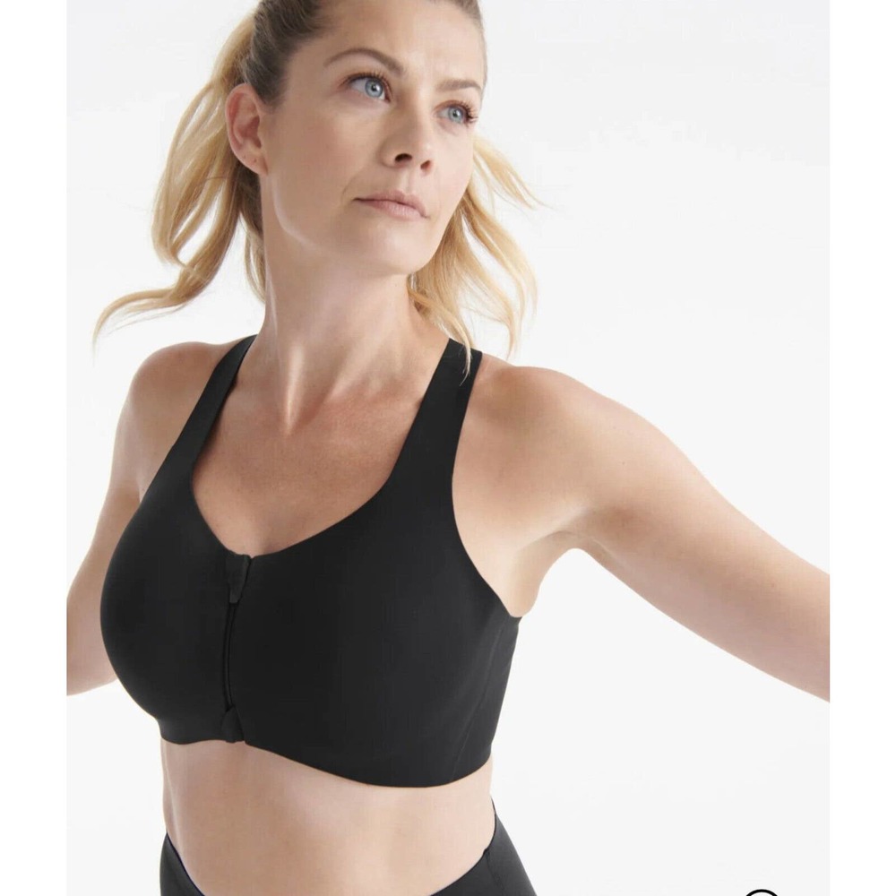 Knix Women's High Support Zip Front Catalyst Sports Bra Size: 3 Black $89
